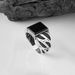 Sanjie 2024 Simple Fashion Square Diamond Black Men's Striped Ring_ipsvogv.com