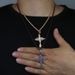 Women's & Men's Jewelry Winged Cross Pendant Necklace With Zircon Stones, Trendy Hip-Hop Style Chain For Everyday Wear_ipsvogv.com