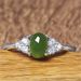 Classic Open Temperament Inlaid Chalcedony Crystal Clear Plain Green Hetian Jade Ring_ipsvogv.com