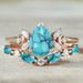 Sanjie Bohemian Fashion Water Drop Pair Light Luxury Diamond Set Turquoise Personalized Design Ring_ipsvogv.com
