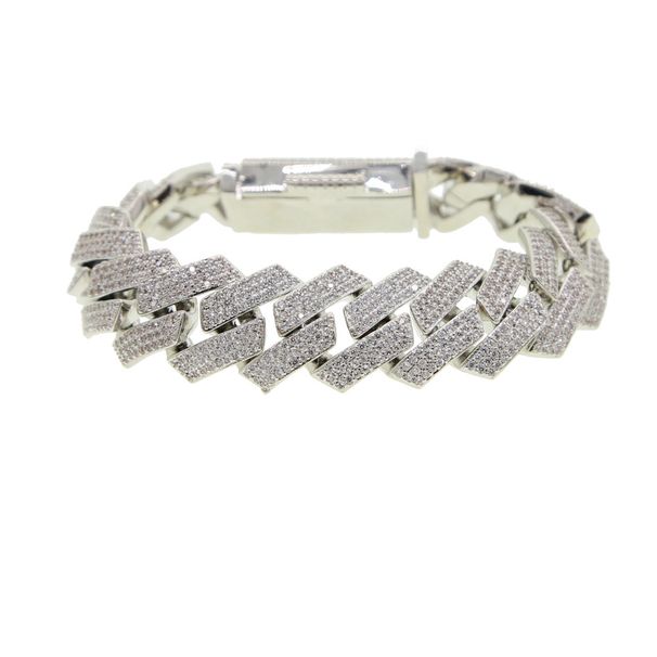 19mm Three Row Zircon Big Buckle Bracelet Hip Hop Street Trend Couple Bracelet_ipsvogv.com