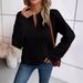 Women's Clothing solid color deep V neck splicing long sleeved women's casual sweatshirt_ipsvogv.com