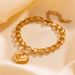INS Stainless Simple Thick Heart Titanium Steel Cuban Chain Heart-shaped Bracelet Jewelry For Women_ipsvogv.com