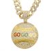Hip Hop Full Diamond Alloy Round Drip Oil Letter GO Pendant Cuban Chain Fashion Trend Personalized Men's Jewelry_ipsvogv.com