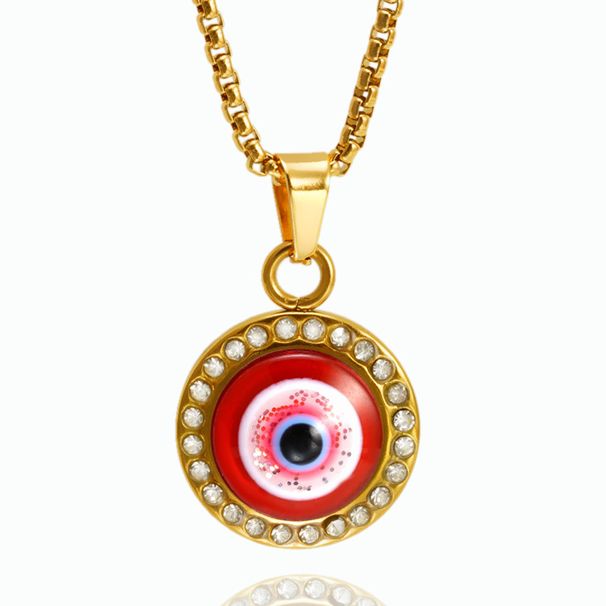 Middle Eastern Stainless Steel Jewelry Islamic Turkish Eye Diamond Devil Eye Pendant Necklace Female_ipsvogv.com