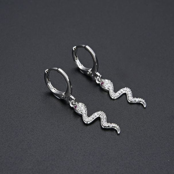 Unisex Diamond CZ Zircon Snake Earrings Female Earrings Light Luxury Ins Style Female Earrings_ipsvogv.com
