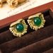 Vintage Red Green Agate Zircon Earrings with Silver Needles, Light Luxury, Small High End Earrings, Autumn and Winter_ipsvogv.com