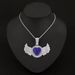 Hip Hop Rap Trendy Creative Pink Angel Wing Pendant Blue Diamond Love Men's Necklace_ipsvogv.com