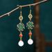 Eryuan S Silver Needle Inlaid With Natural Chalcedony Lucky Knot Design Earrings, Live Broadcast Earrings_ipsvogv.com