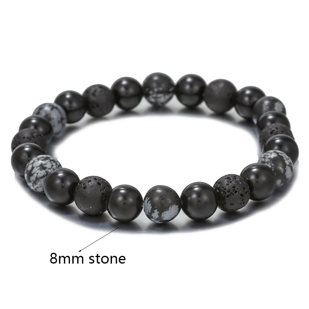 Hot Selling Volcanic Stone Snowflake Stone Bead Bracelet Men's Retro 12/10/8mm Elastic Bead Couple Bracelet_ipsvogv.com
