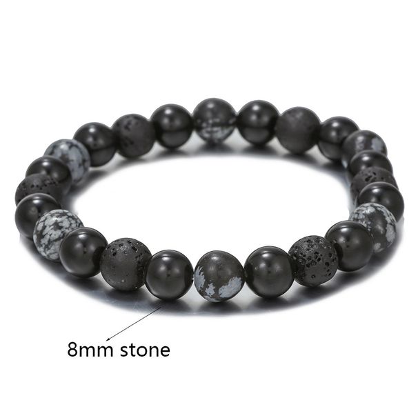 Hot Selling Volcanic Stone Snowflake Stone Bead Bracelet Men's Retro 12/10/8mm Elastic Bead Couple Bracelet_ipsvogv.com