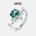 Water Grass Agate Ring Female S925 Silver Natural Green Moss Open Finger Ring Retro_ipsvogv.com