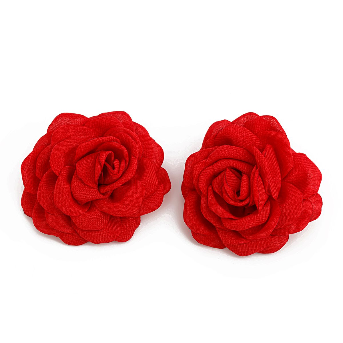 Fabric Rose Flower Stud Earrings Female 2025 Summer Trendy Sweet Cute Muse Temperament Travel Dating Accessories_ipsvogv.com