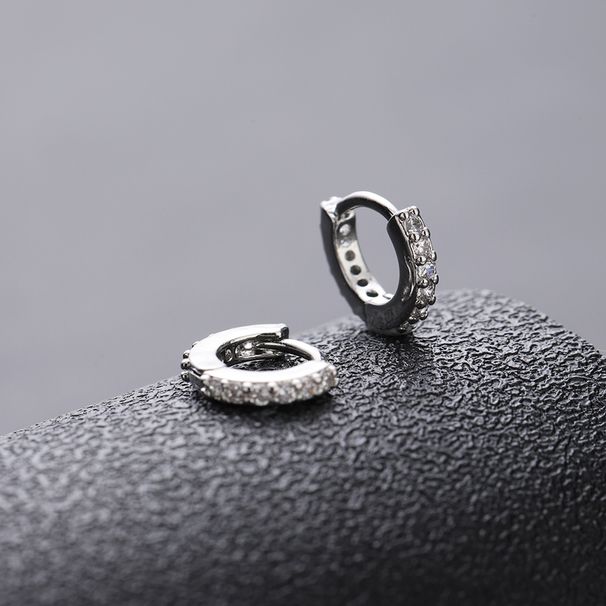 Full Diamond Plain Circle Men, Silver Needle Earrings For Women, Versatile, Simple, Light Luxury, High-end And Stylish_ipsvogv.com