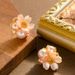 French Sweet And Exquisite Vacation Style Pearl Flower Ea, Feminine Goddess Fan Chaoxian High-end Silver Needle_ipsvogv.com