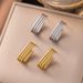 Multi Layer Genuine Gold Plated Titanium Earrings, Light Luxury Trendy Women's Stainless Steel Geometric Oval Earrings_ipsvogv.com