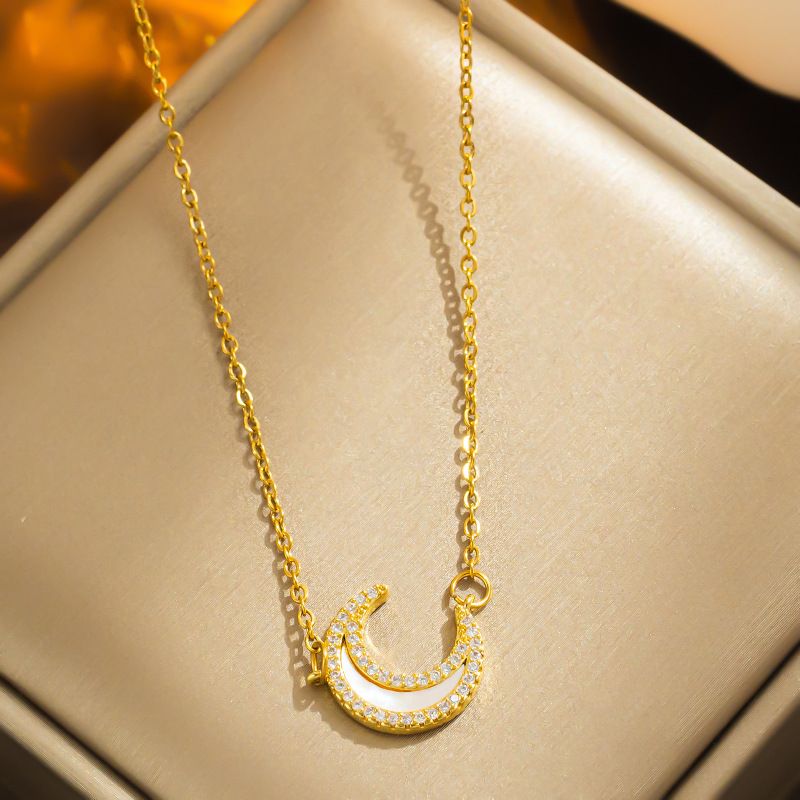 Super Immortal Zircon Moon Necklace~INS niche design, super sparkling, high-end, light luxury collarbone chain, 2023 new_ipsvogv.com