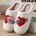 Valentine's Day cotton slippers female indoor home couple smiley plush warm slippers winter_ipsvogv.com