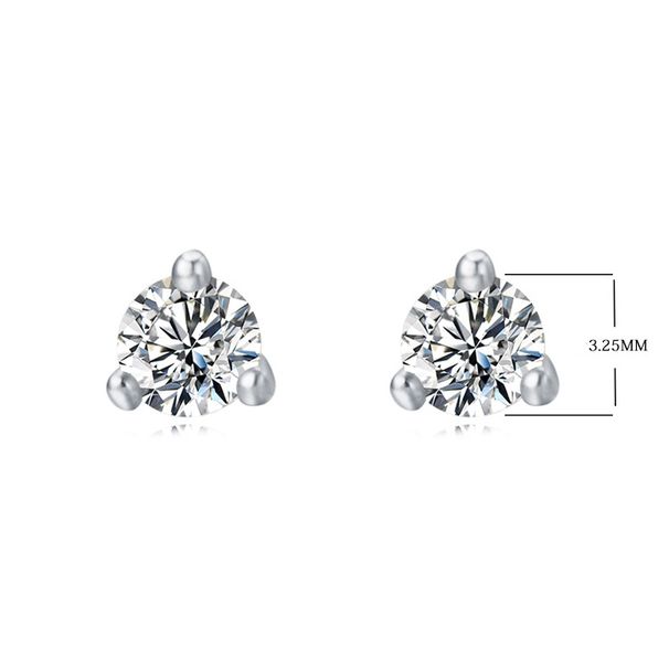 Women's Jewelry S925 Sterling Silver Three Claw Round Zircon Earrings Fashion Simple Mini Earrings Temperament Earrings Small Accessories_ipsvogv.com