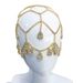 Fashion rhinestone forehead chain mesh water drop headband performance hair cap jewelry_ipsvogv.com