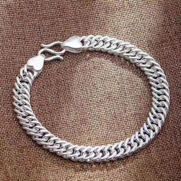 Men's Silver-Plated Bold Horsewhip Bracelet Simple Style Braided Wristband Trendy Hip-Hop Light Luxury Jewelry_ipsvogv.com
