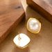 Korean Version Sweet, Exquisite, Fashionable, Small Fragrance Style Wrapped Square Pearl Earrings, Niche, Minimalist_ipsvogv.com