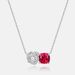 Rose red corundum necklace female S925 silver inlaid colored gem clavicle chain light luxury fashion_ipsvogv.com