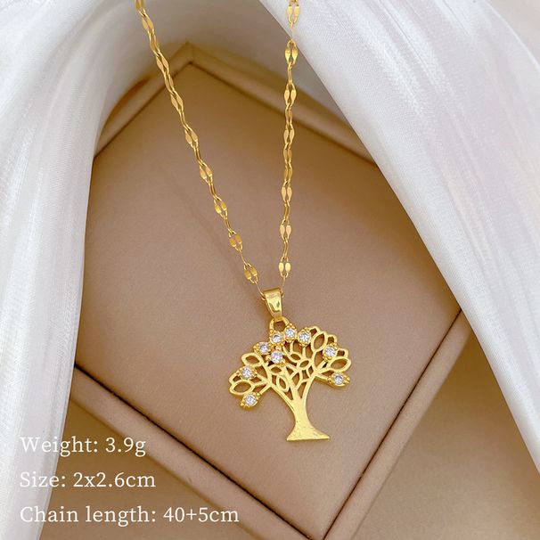 【 Titanium Steel 】 Big Trees With Abundant Fruits, Light Luxury, Gorgeous Temperament, Full Of Diamond Necklaces,_ipsvogv.com
