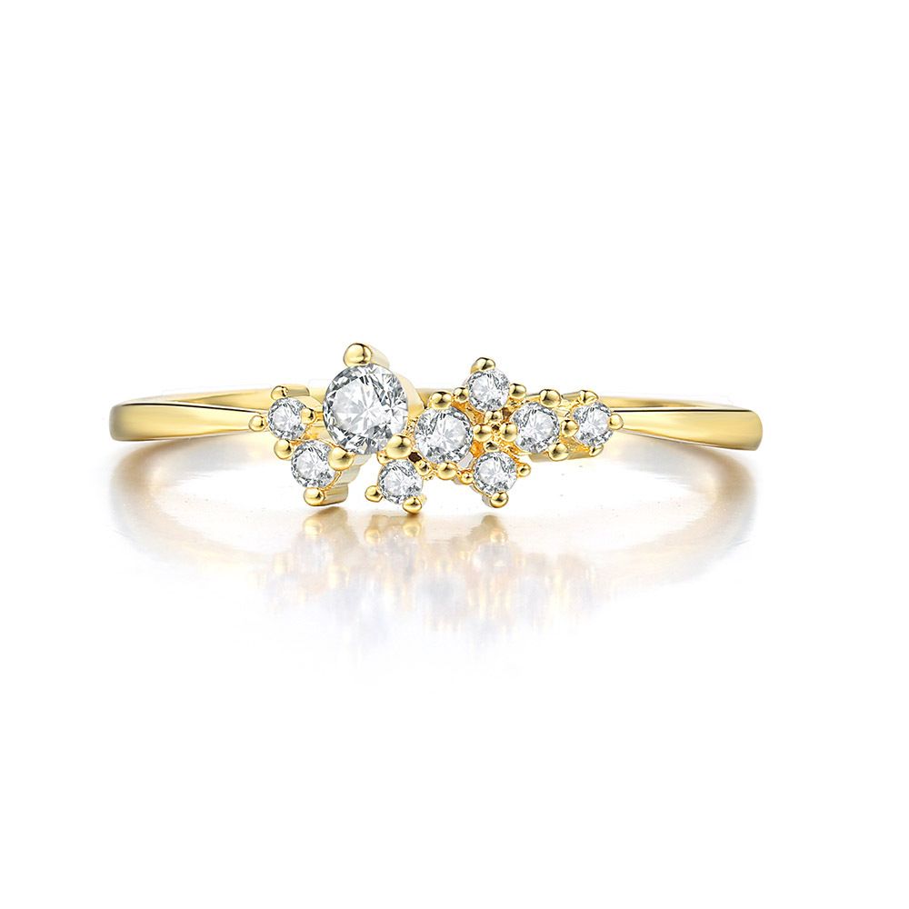 Popular simple ring necklace jewelry set zircon micro inlaid real gold plated_ipsvogv.com
