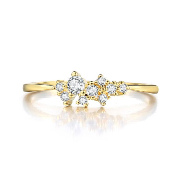 Popular simple ring necklace jewelry set zircon micro inlaid real gold plated_ipsvogv.com