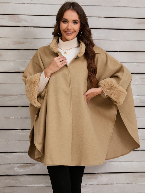 Women's Clothing 2024 autumn and winter new fur collar cape cloak coat casual retro loose shawl women's clothing large size_ipsvogv.com