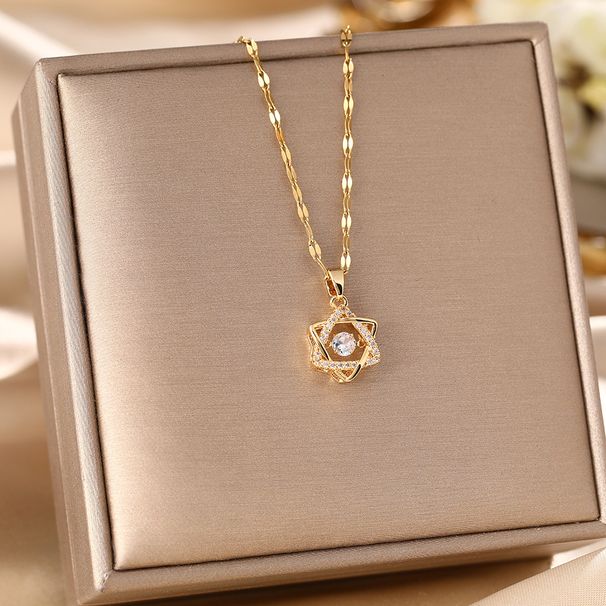 A Lively Heart, Six Pointed Star Zircon Necklace For Women, Light Luxury Niche Design. The Collarbone Chain Is A_ipsvogv.com