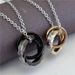 Men's Jewelry Stainless Steel Fashion Jewelry Niche Creative Design Ripple Double Ring Double Circle Titanium Steel Couple Necklace_ipsvogv.com