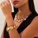 Floral Peach Heart Pendant OT Buckle Necklace Exaggerated Metal Heart-shaped Collarbone Chain Set_ipsvogv.com