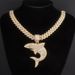 Hip Hop Shark Pendant High Quality Fashion T Square Diamond Alloy Cuban Chain Necklace Pendant_ipsvogv.com