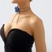 N11261 French style denim blue rose necklace, spicy girl strap, choker collarbone chain_ipsvogv.com