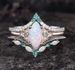 Sanjie's New Alloy Inlaid Horse Eye Australian Treasure Rose Gold Three Piece Women's Fire Color Set Ring_ipsvogv.com