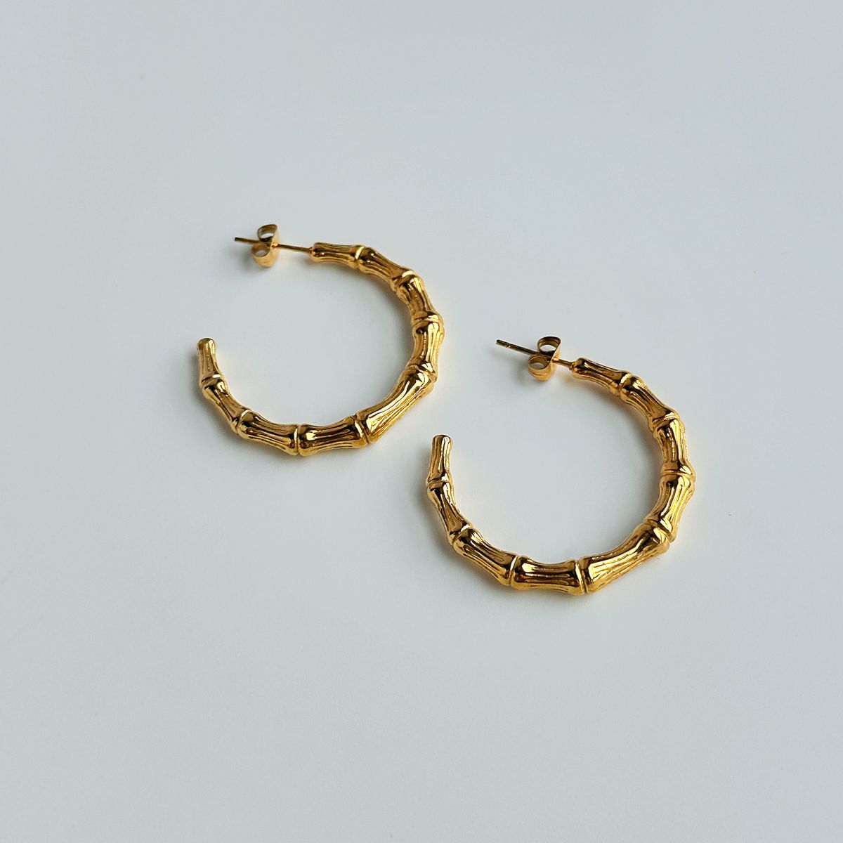 INS Fashionable Niche INS Retro Titanium Steel Bamboo Knot Old Earrings_ipsvogv.com