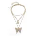 Iced Out Chains Butterfly Necklaces Gold Women Link Tennis Chain Bling Crystal Rhinestone Animal Lock Pendant Fashion_ipsvogv.com