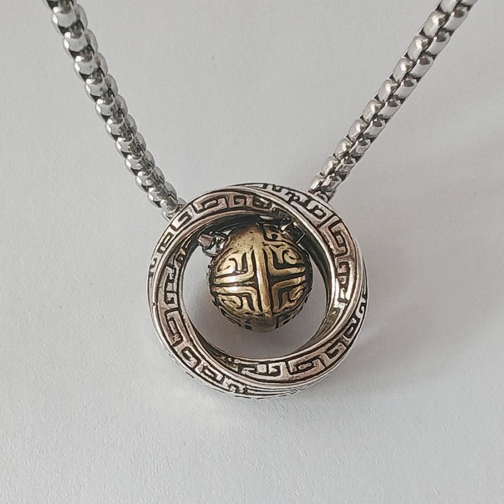 Chinese Style Fashion Mobius Ring Transfer Bead Necklace Men's Pendant Trendy Brand Versatile Accessories Niche Design_ipsvogv.com