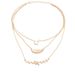 New Bohemian Fashion Droplet Egg White Stone Branch Leaf Half Round Three Layer Necklace_ipsvogv.com