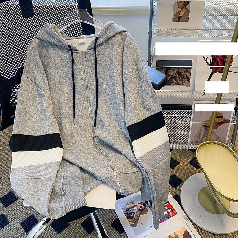 Women's Clothing 2023 new spring and autumn thin sweatshirt women's hooded top cardigan jacket zipper loose large size women's clothing _ipsvogv.com