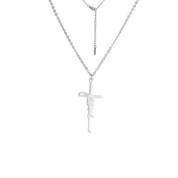 Hip Hop Titanium Cutting, Real Gold Electroplating, Non Fading Couple Style Jesus Cross Stainless Steel Necklace_ipsvogv.com