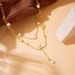 Fashion niche retro simple double layer wear pearl butterfly accessory chain stainless steel gold plated jewelry necklace_ipsvogv.com