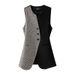 Women's Clothing round neck vest new design slim fit plaid vest outer wear waistcoat _ipsvogv.com