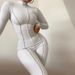 European and American new women's fashion high collar tight high waist casual solid color sports jumpsuit for women_ipsvogv.com