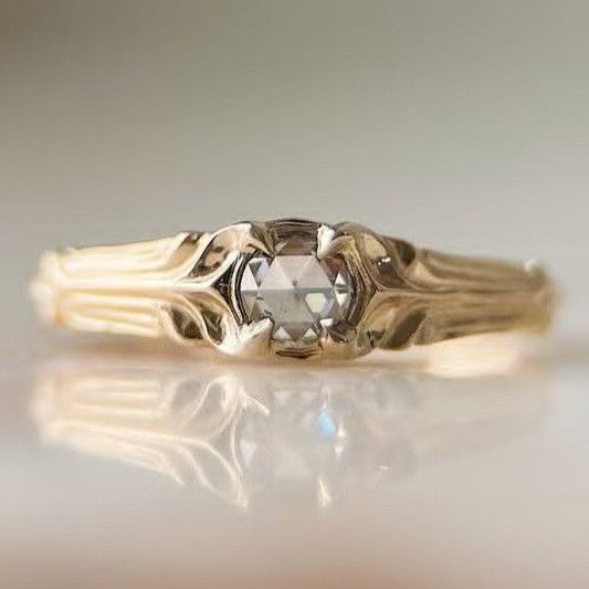Sanjie Ultra Simple Alloy Electroplated Gold Women's Single Fashionable One Rhinestone Ring Jewelry_ipsvogv.com