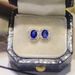 Cao Shi Court French Elegant Small Earrings, Copper Set With Four Claws, Oval Shaped Sapphire Blue Zircon Mini Earrings_ipsvogv.com
