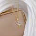 【 】 Green Leaf Five Petal Flower Light Luxury Charm Gorgeous Full Diamond Necklace Women's Versatile Clavicle Chain_ipsvogv.com