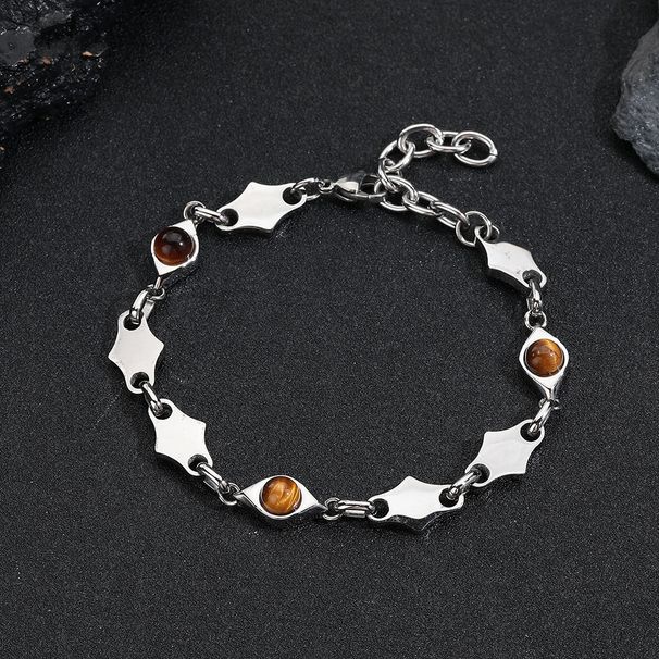 Stainless Steel Diamond Splicing Obsidian Bracelet Men And Women Do Not Fade Jewelry Advanced Simple Bracelet_ipsvogv.com